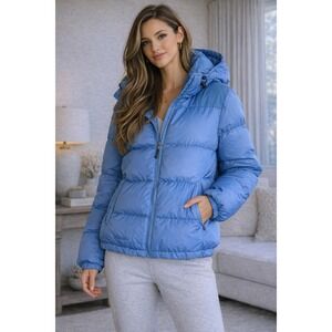 Marmot Women's Blue Down Puffer Jacket Size L Full Zip Insulated Winter Coat